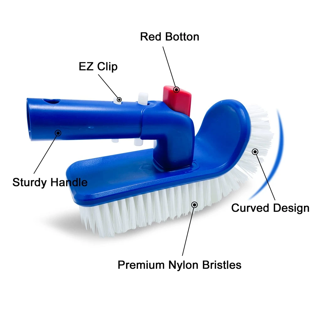 

B06C-Pool Brush For Step & Corner, Rotatable Hand Scrub Brush With Fine Bristles For Cleaning Swimming Pools
