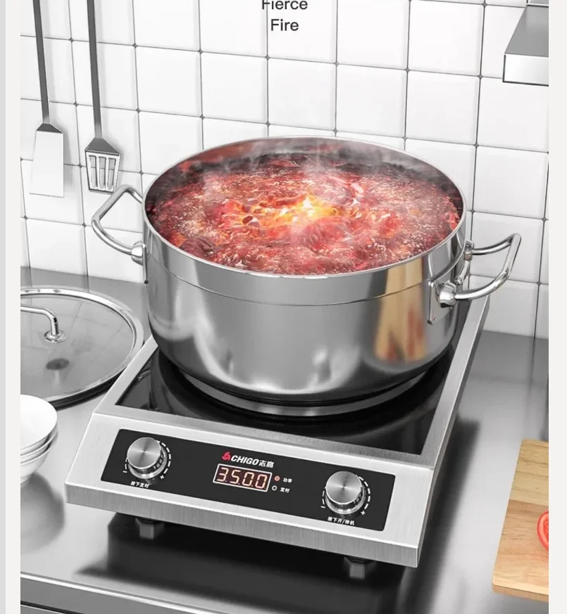 220V Chigo Commercial Induction Cooker High Power for Restaurant Home Stir Fry Flat Concave Hotpot LBA