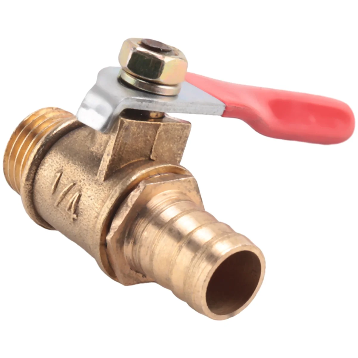 10mm x 1/4 inch PT Male Thread Full Port Lever Handle Hose Barb Brass Ball Valve