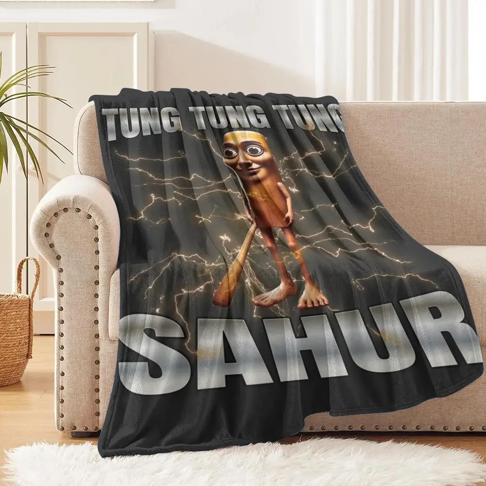 Italian Brain Rot Meme Tralalero Tralala Throw Soft Flannel Throw Lightweight Summer Home Nap Blanket for Sofa Cozy Bed Travel