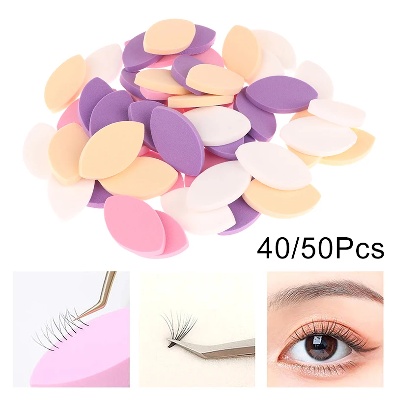 40/50pcs Reusable Practicing Eyelash Extension Sponge White Makeup Puff Soft Eye Sponge For Lash Mapping Beginner Lash Artist