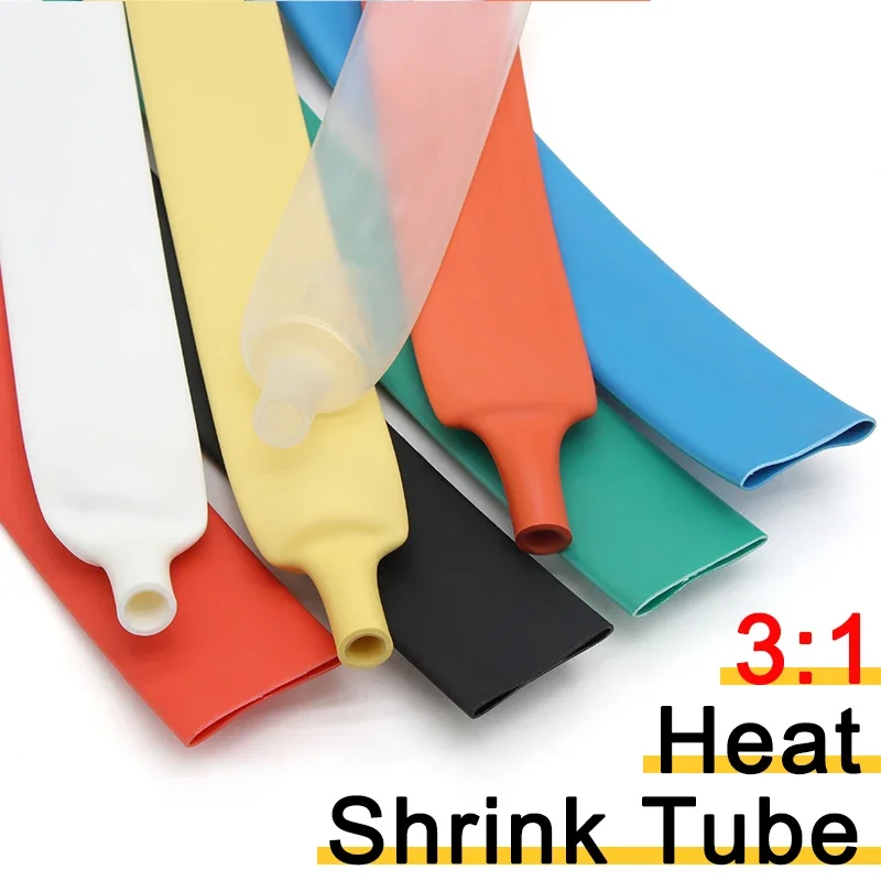 1/5/10/50M 3:1 Heat Shrink Tube With Double Wall Glue Tube Diameter 1.6/2.4/3.2/4.8/6.4/7.9/9.5/12.7/15.4/19.1/25.4/30/39/50mm