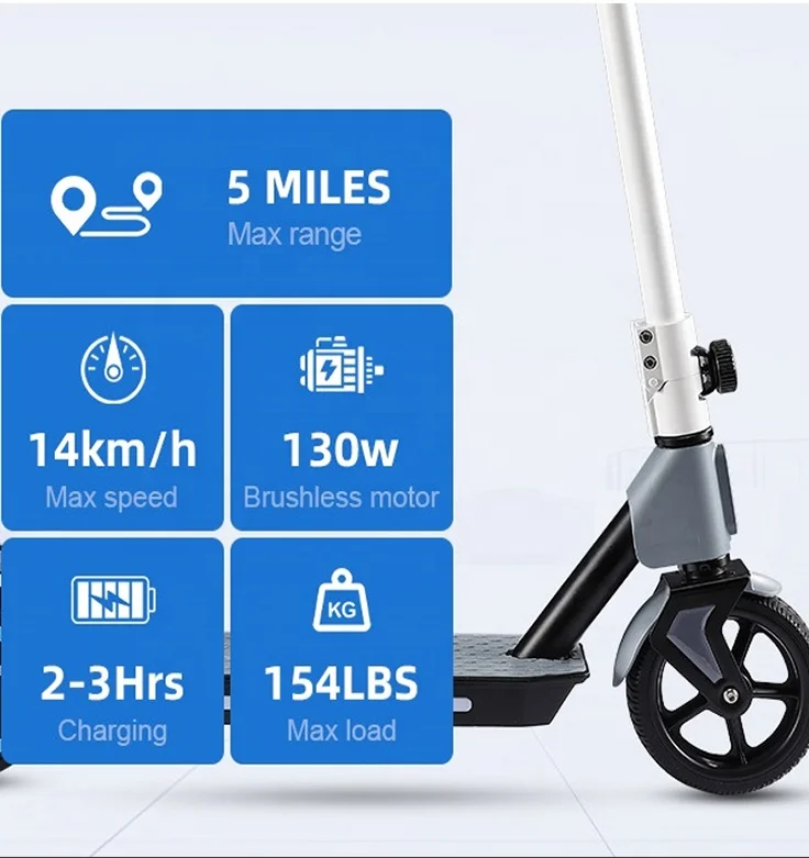 업그레이드된 21.6V 듀얼 투휠 전동 스쿠터 (청소년용, 3단 속도 조절, 텔레스코픽 핸들, 접이식, 6-14세)