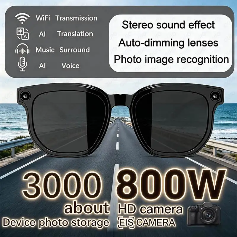 

Новые умные очки 800W с HD-камерой, функцией фотосъемки, стереозвуком, синхронным переводом и распознаванием фотоизображений