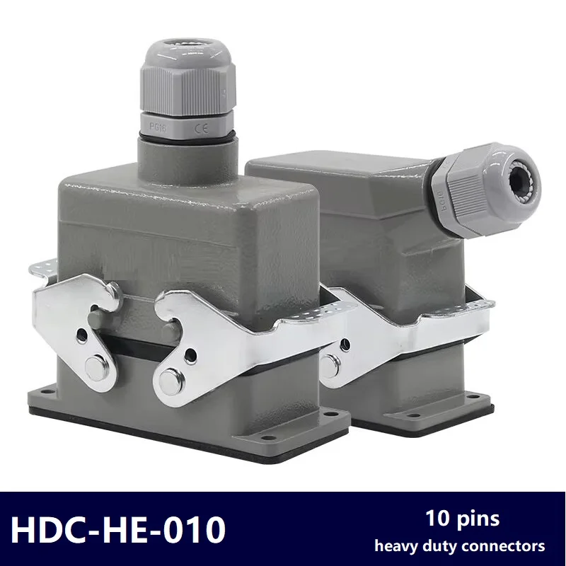 WZAZDQ Rectangular Heavy Duty Connector HDC-HE-010 Air Plug 10 Core Top Line and Side Line Waterproof Socket
