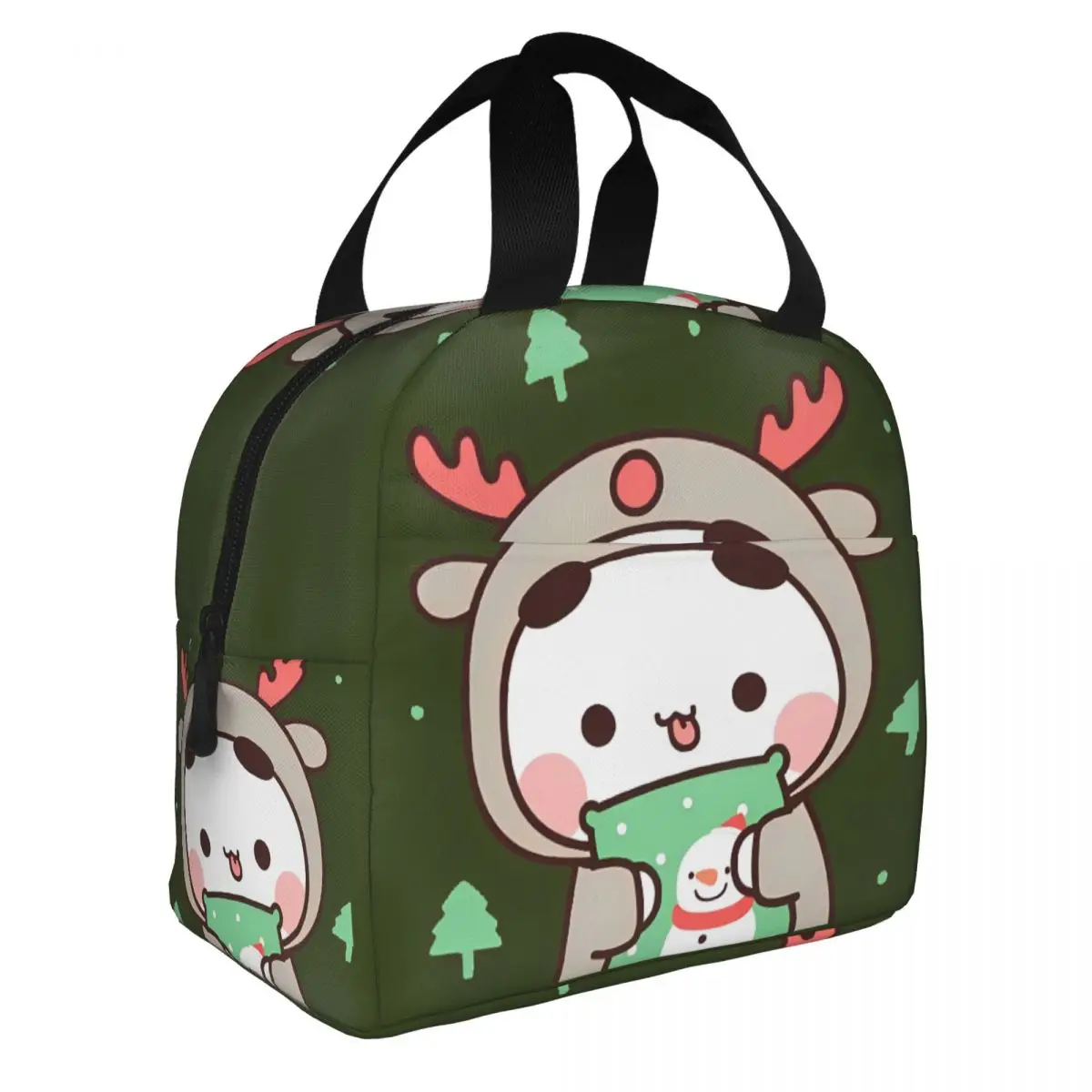 Dudu Christmas Reindeer Winter Insulated Lunch Bags Thermal Bag Lunch Container Xmas Cute Large Tote Lunch Box Bento Pouch