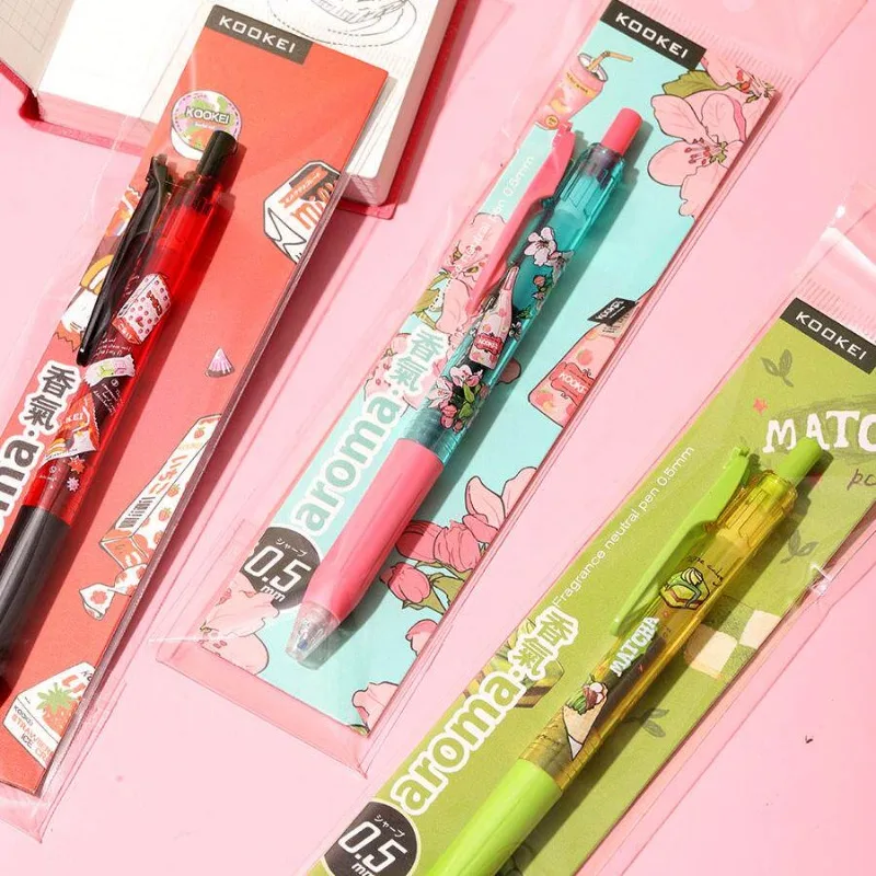KOOKEI Cute Scented Gel Pen 0.5 Quick-Dry Fragrance Black Ink Smooth Writing Fast-Drying Exam Pens Safe Kids Students Stationery