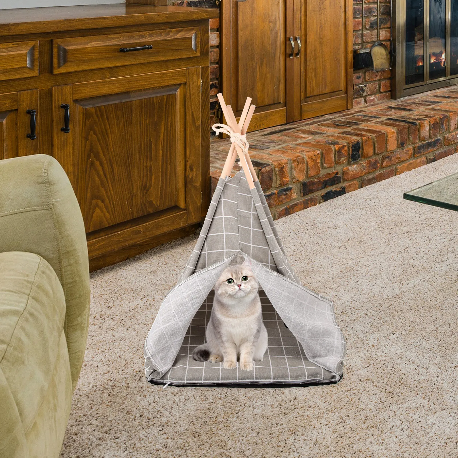 Zelt Indoor Outdoor Katzenhaus Hundeschlafnest Bequemes atmungsaktives Schlafhaus Waschbares Zelt für Katze Hund Kleines Nest