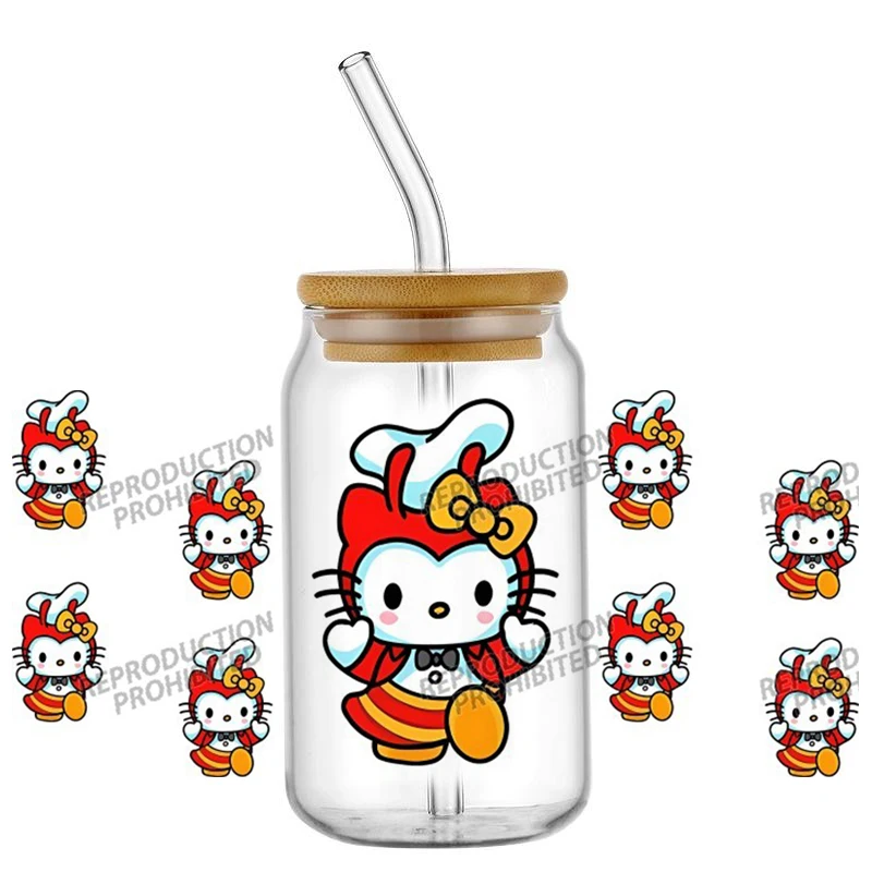 Japanese Cartoon Kawaii Family Series 16OZ High-Quality Wraps 16oz Glass Cup UV DTF Wrap Transfer Decals