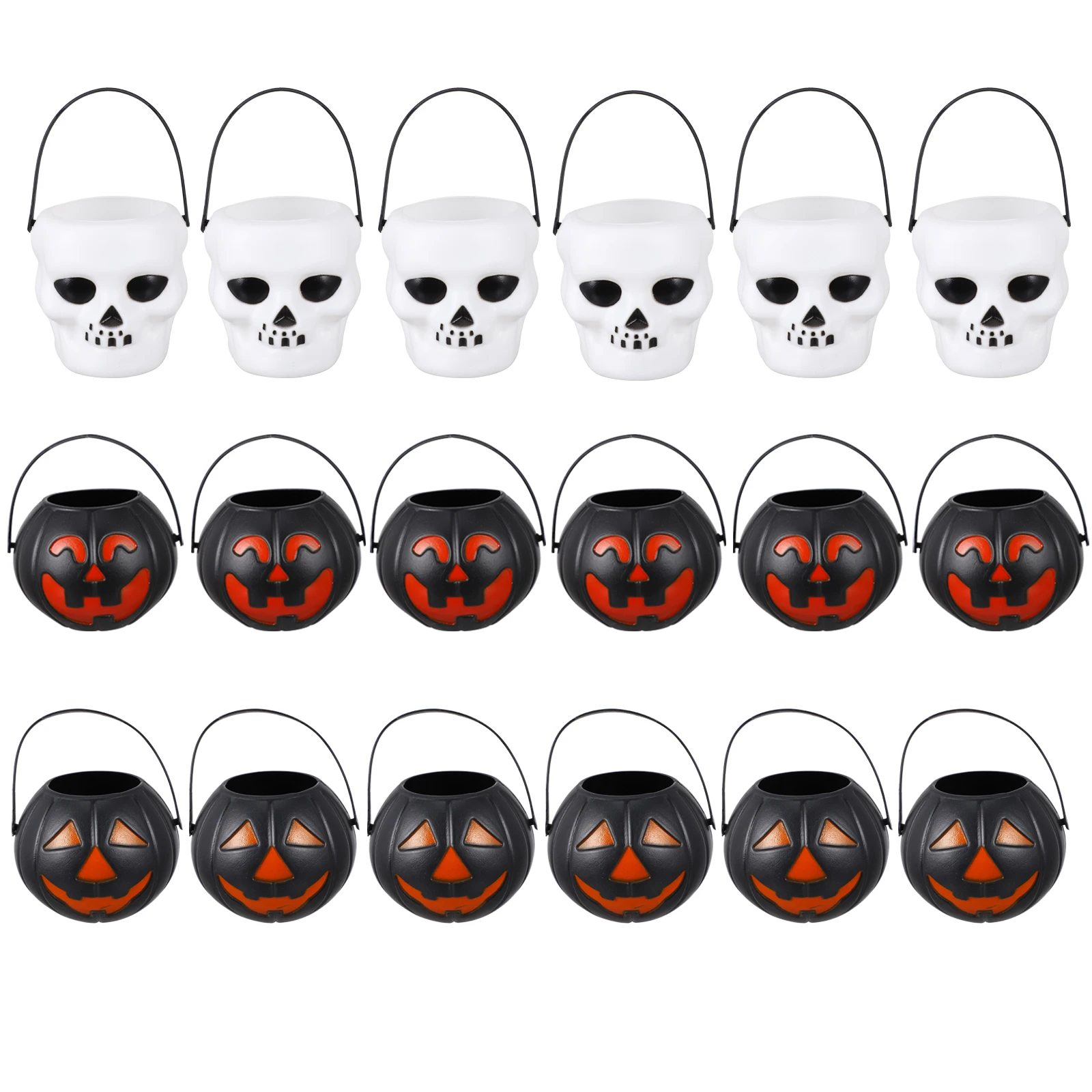 

18pcs Halloween Pumpkin Candy Buckets Mini Decorative Supplies Kids Party Gifts Plastic Containers for Snacks Toys