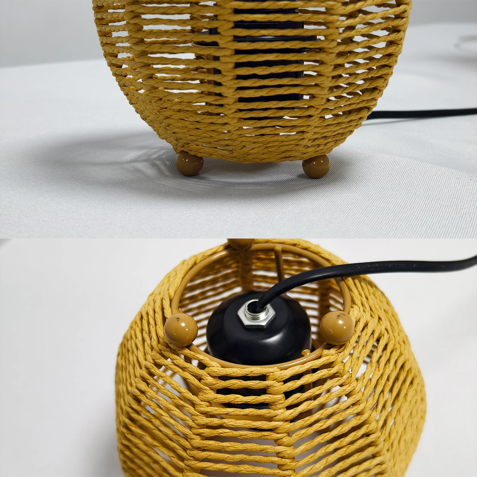 Retro Bamboo Rattan Table Lamps Chinese Style Bedroom Bedside Decor Lamp Portable Desk Lamp Rattan Weaving E27 Lighting Fixtures