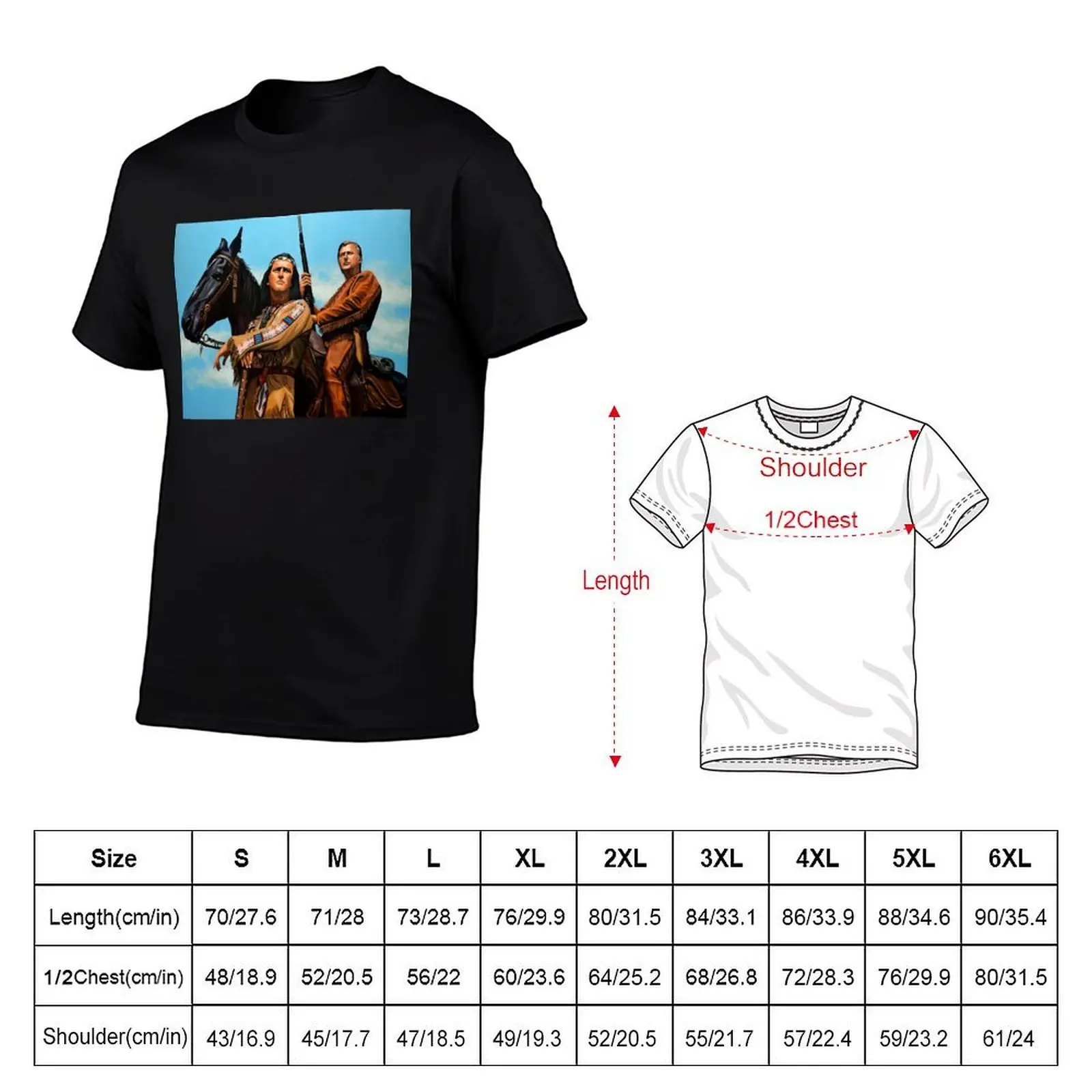 Winnetou and Old Shatterhand Painting T-Shirt man graphic t shirt t shirts cotton 100% T-Shirt