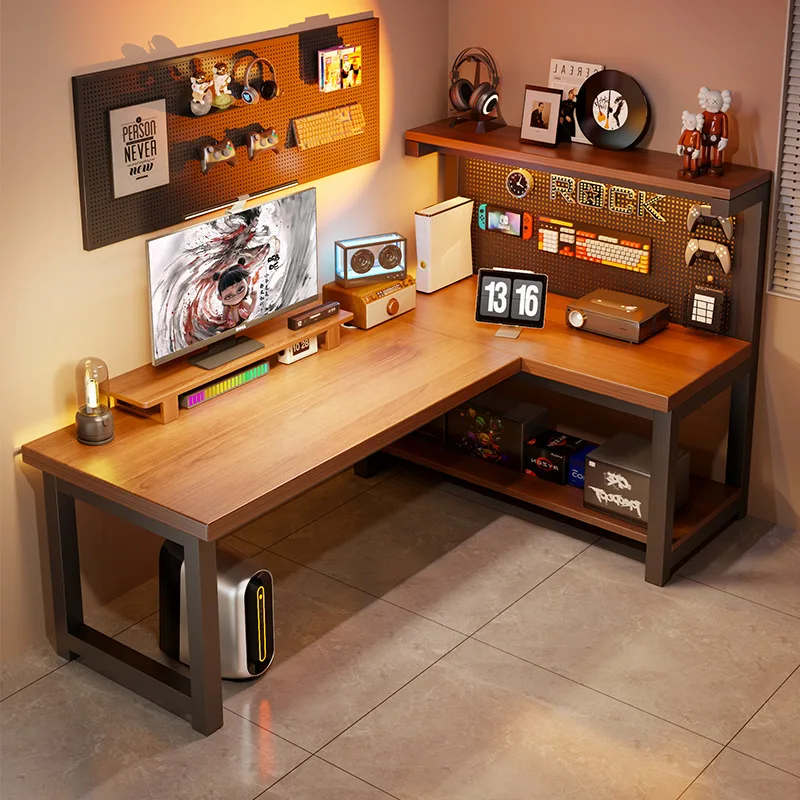 Modern Corner Computer Desk L-shaped Hole Desk Integrated Household Bedroom Study Table, Corner Laptop Stand E-sports Table