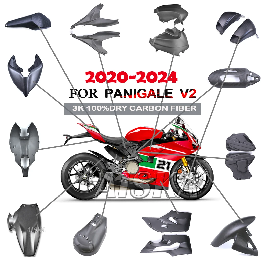 

For DUCATI Panigale V2 2020 2021 2022 2023 2024 Fender Brake Cooling Exhaust Cover Fuel Tank Side Panel Fairing Kit Carbon Fiber