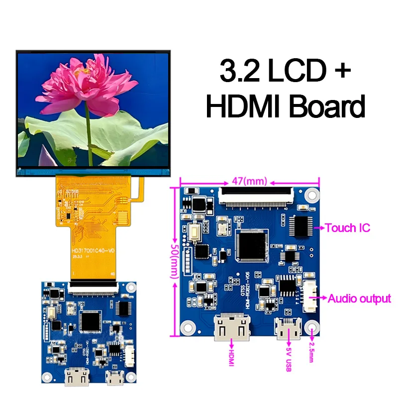 

3,2-дюймовый TFT LCD-дисплей 1024x768 с HDMI-платой, IPS, 40-контактным RGB-интерфейсом
