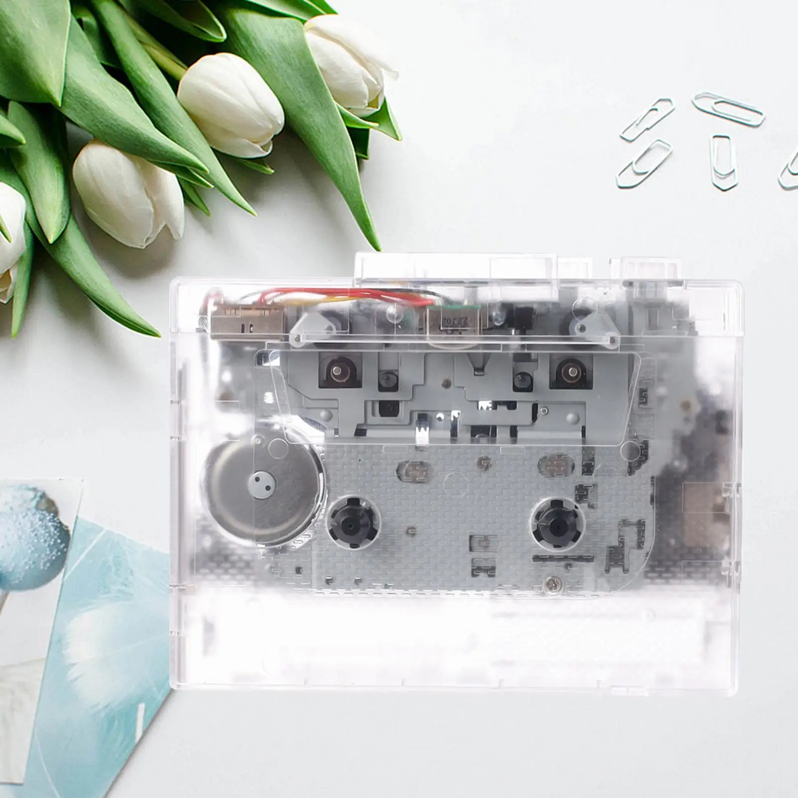 

Cassette Player Tape Recorder Audio Music Cassette Converter with 3.5mm AUX Port USB Cassette to MP3 Converter Transparent Case