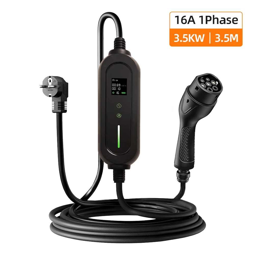 EVSELink EV-oplader Type2 3,5 kW 16A 1-fase draagbaar opladen 7 kW Wallbox-laadstation 3,5 m 5 m kabel voor elektrisch voertuig