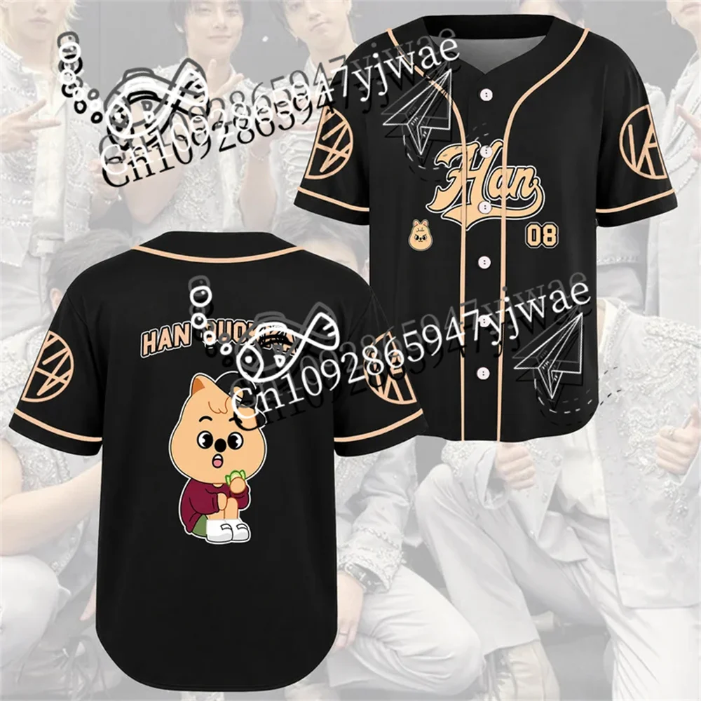 2026 Run It Tour Baseball Jersey Kpop Concert Gift For Stay Felix Bbokari Members Printed T-Shirt Casual Top Fan Cosplay Costume