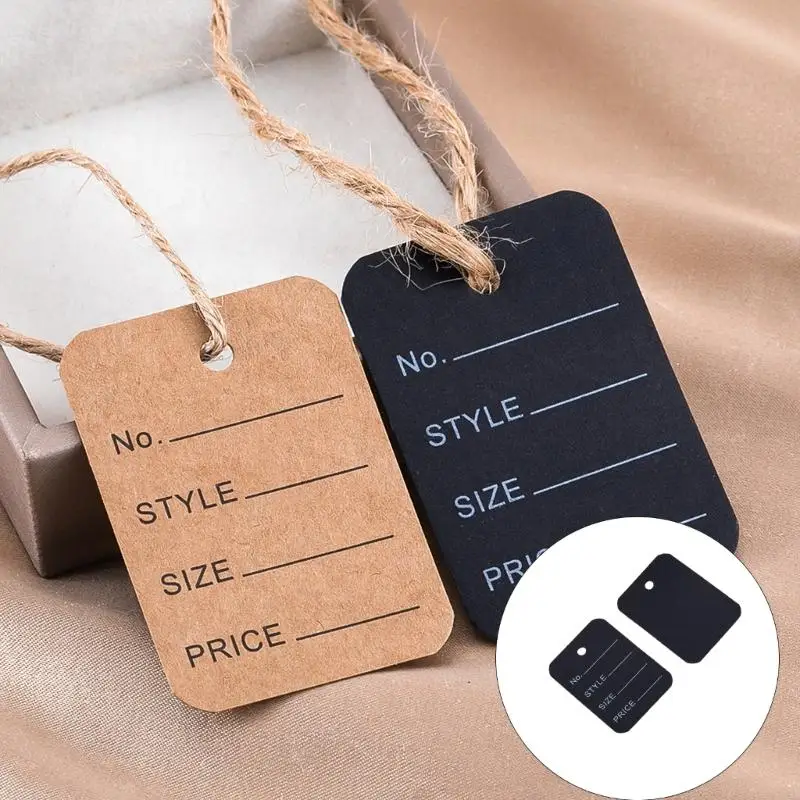 100pcs Elegant White Head Price Labels With Twine Cord For Branding Clothing Bags Jewelry Small Business 