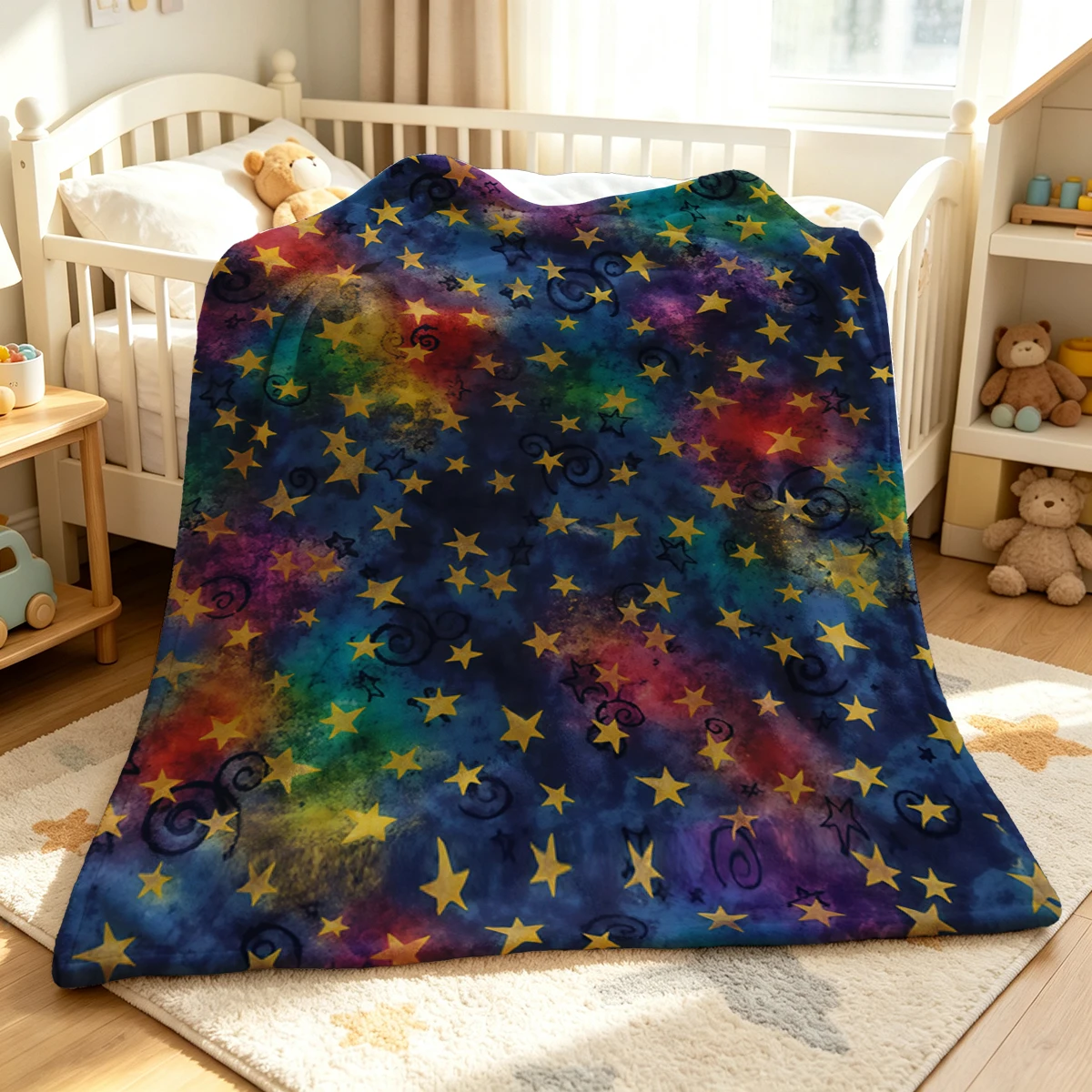 Cosmic Stars Flannel Blanket Warm Soft Halloween Christmas Couch Warm Cozy Decorative Decor Gift for All Season