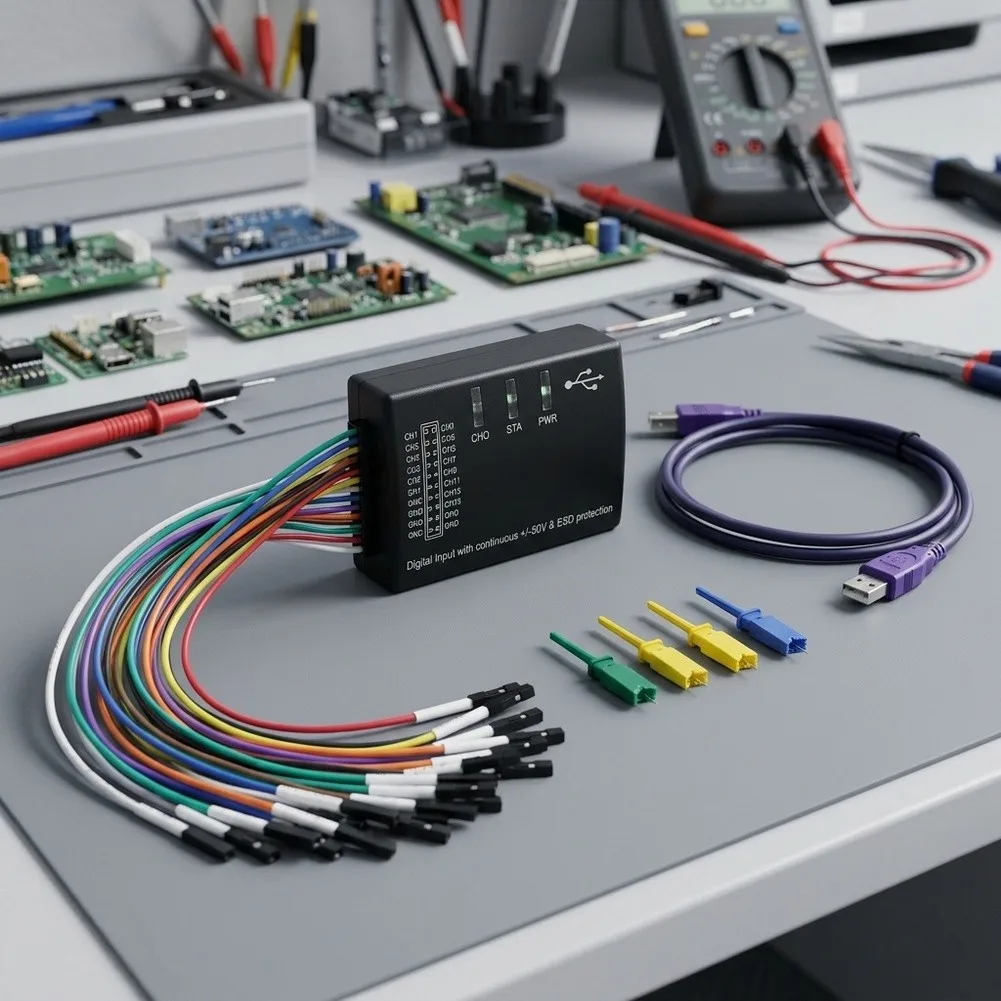 16-Channel For logic Analyzer USB Interface Supports 3ch@100MHz 6ch@50MHz 9ch@32MHz 16ch@16MHz for Oscilloscope Integration
