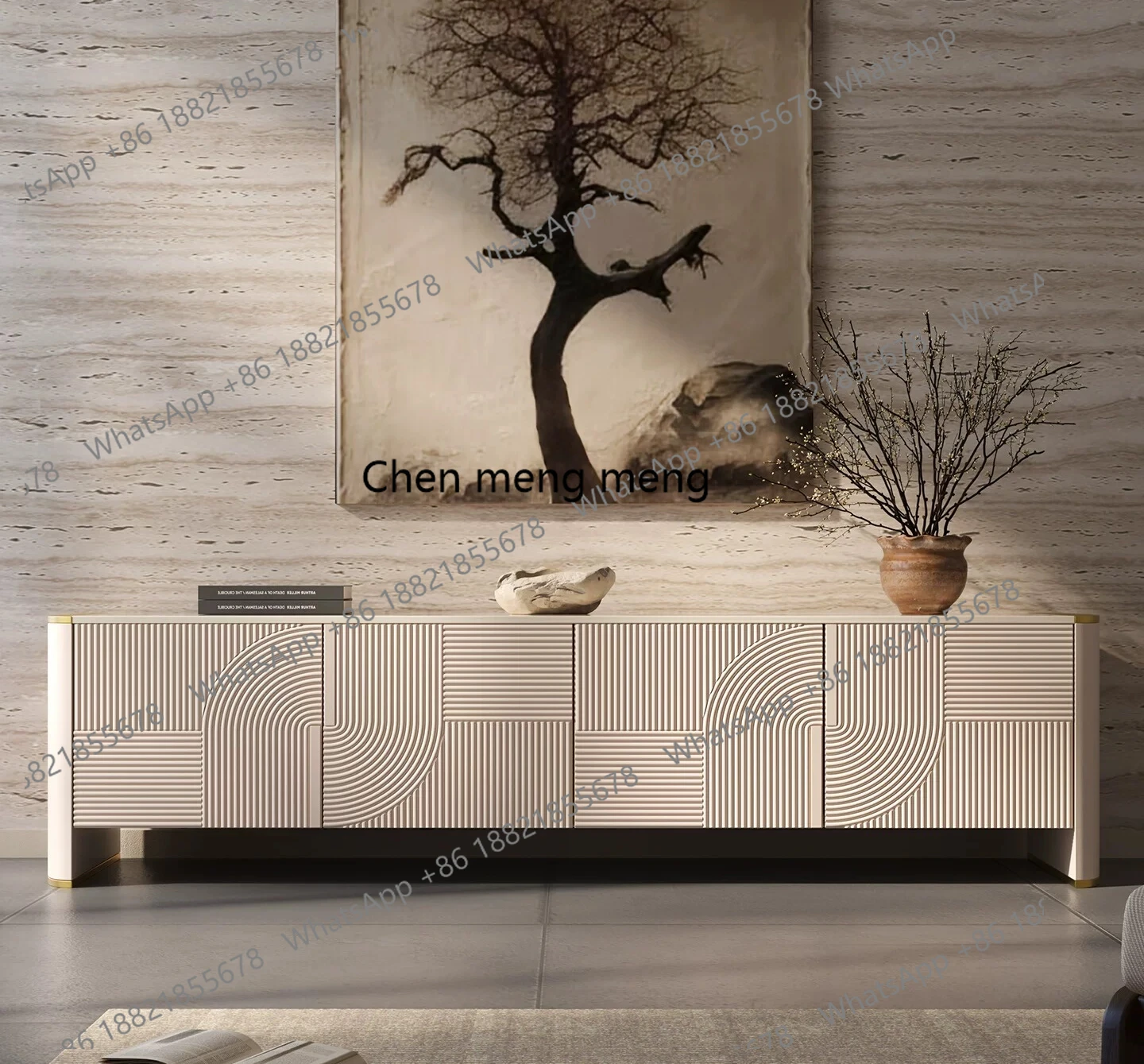

Light luxury solid wood TV cabinet, high-end home living room, modern and simple, floor cabinet