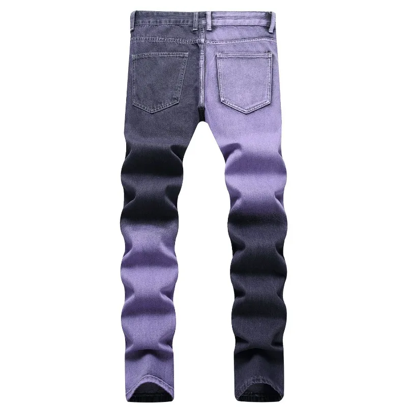 Die neuen trendigen Herren-Jeans zum Abnehmen, nicht elastisch, stilvoll, Patchwork, zerrissen, für die sommerliche Jugendsaison, Dopamin-Mode