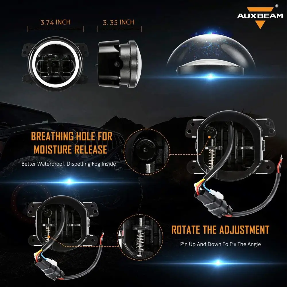 Fendinebbia a LED da 60 W con DRL ambrato e indicatori di direzione, approvato DOT per Jeep Wrangler JK Rubicon Unlimited 4 Round 2007-2018