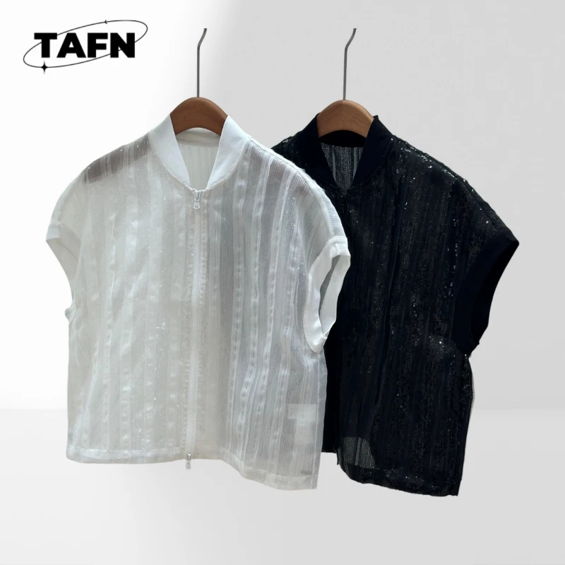 

High Street Temperament round Neck Zipper Trendy Advanced Texture Beautiful Style for Casual Occasions in 25 AD2809