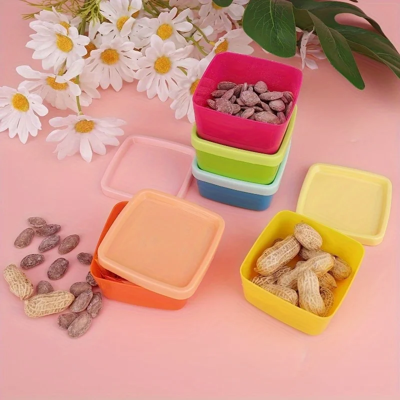 5pcs Rainbow Color Candy Nut Snack Storage Box，Plastic Freezer Cans with Lids, Food Storage, and Storing Cereal view 5