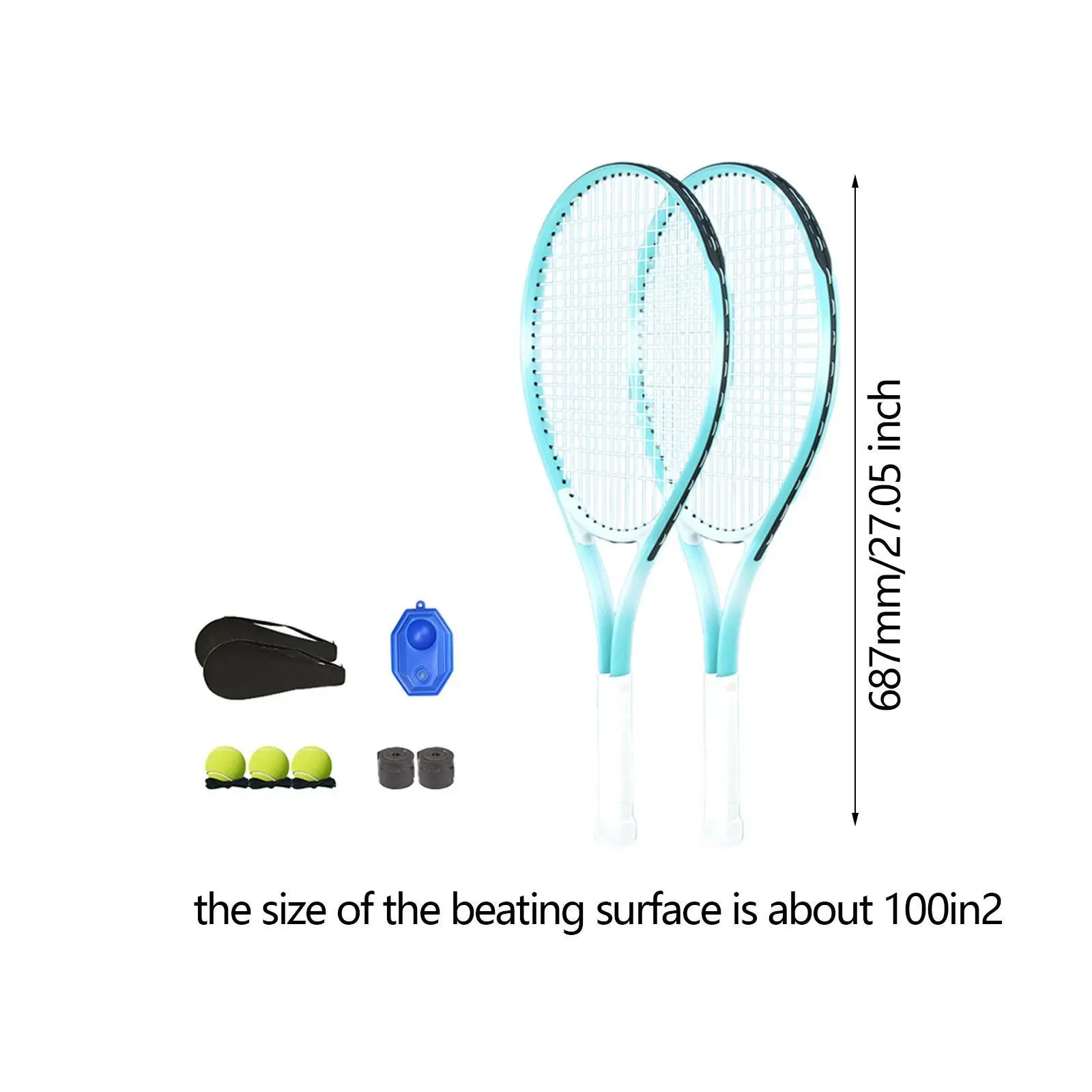مجموعة مضارب التنس هدية مضادة للانزلاق مع مقابض زائدة معدات تدريب التنس للحديقة المبتدئين في الملعب الداخلي في الهواء الطلق #6
