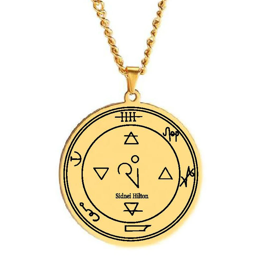 HLSS388 King Solomon Seal Pentacle of Jupiter Talisman Amulet Jewelry Pentacle Coin Medallion Stainless Steel Pendant Necklace