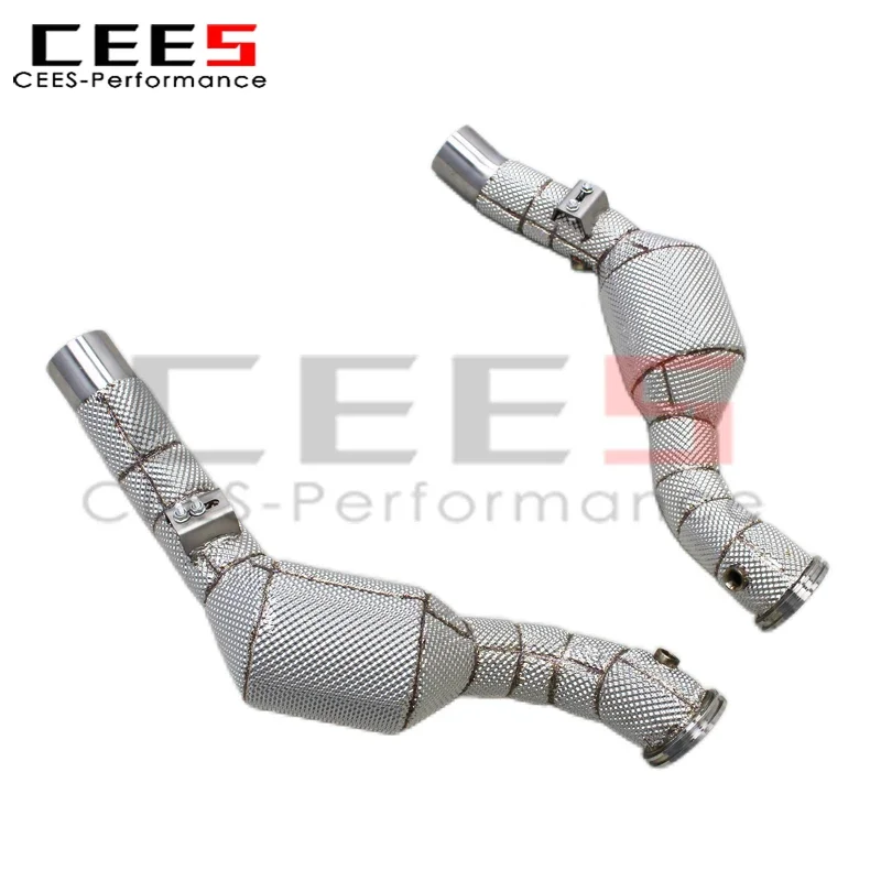 CEES Performance Exhaust Downspout for Maserati Quattroporte 3.0T 2013+ Heat Shield SUS304 Turbo Exhaust Catalyst Downpipe