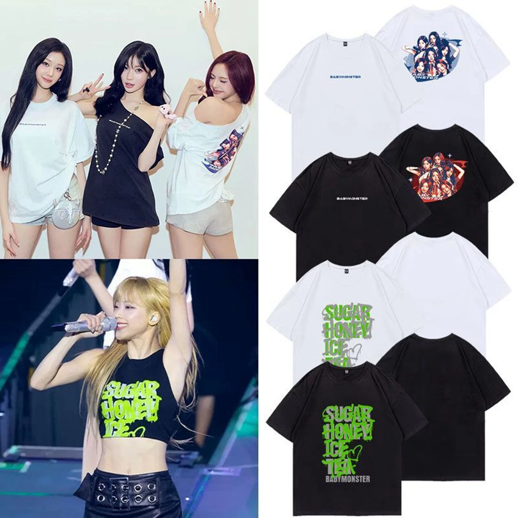 Star Same T-shirt TOP PHOTO Printe TShirt Kpop Honey letter Shirt Pullovers Women PHOTO Korean Style Summer Oversized Tshirt