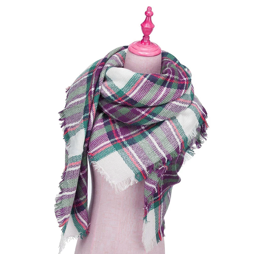 Egoics Scarves, Mens Winter Warm Long Soft Scarf Plaid Tassel Scarf for Men Soft Classic Scarves