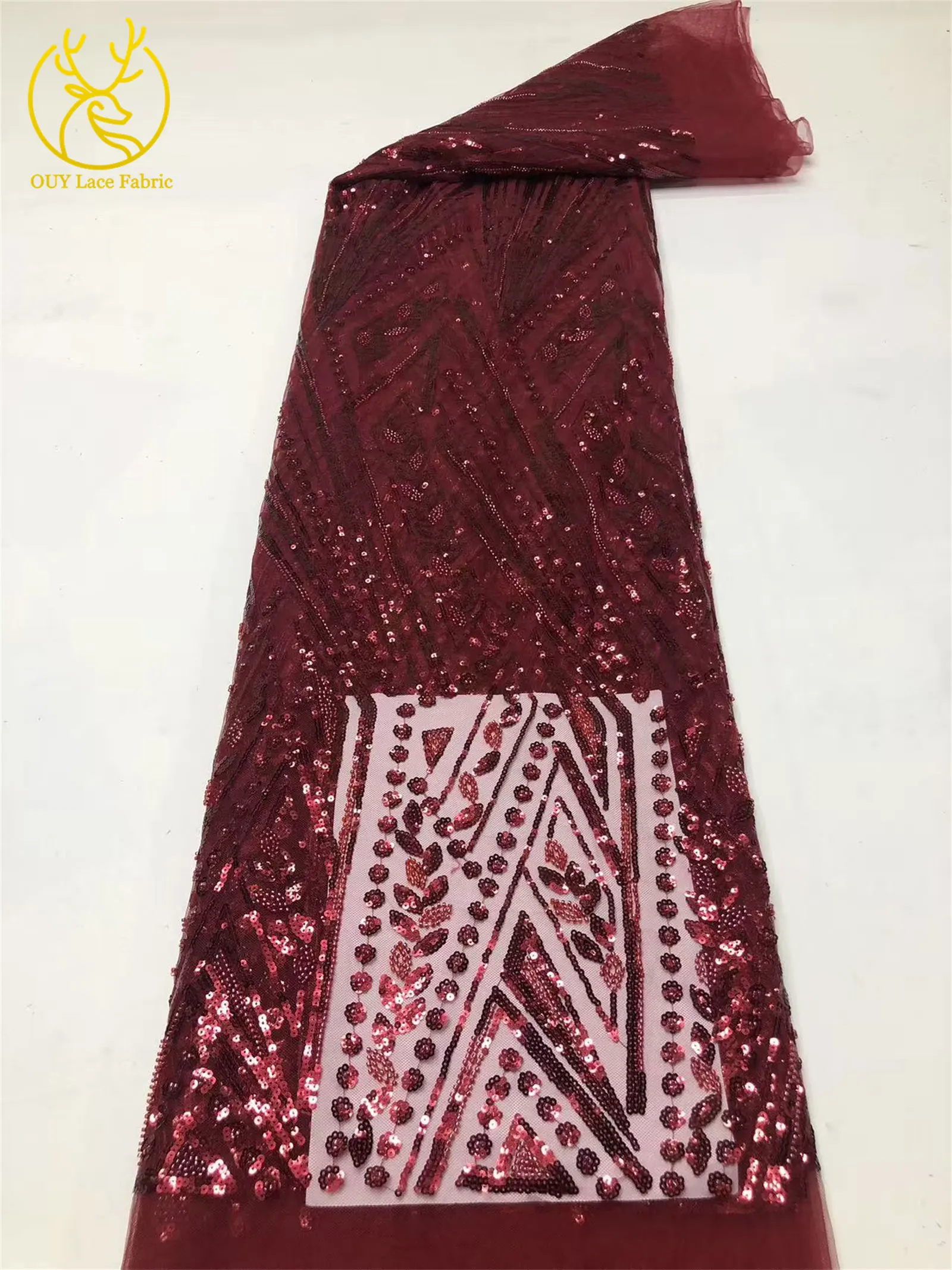 5 Yards Afrikanischer Pailletten-Perlen-Spitzenstoff 2026 Hochwertige, stark nachgefragte französische nigerianische Stickerei für Damen-Hochzeitskleider zum Nähen – Detail 11