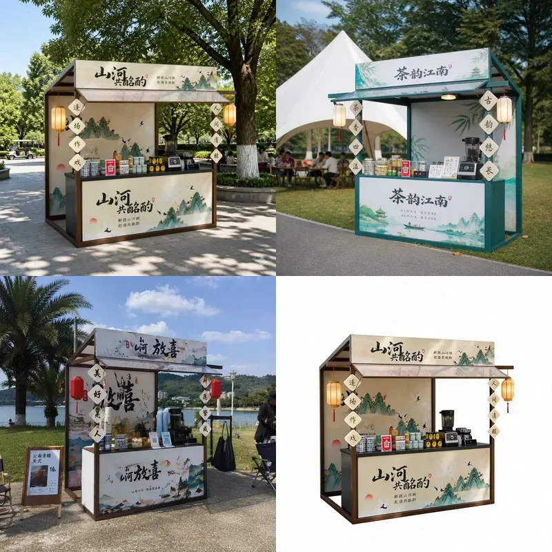 For Outdoor Market Activity Snack Stall Display Rack Ancient Style Street Vendor Shelf Scenic Town Ground Marketing Stand