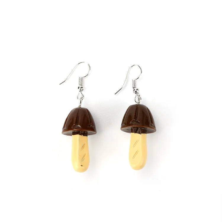 Ovxxons 1 Pair Simple Sweet Little Mushroom Earrings Chocolate Mushroom Earrings Jewelry