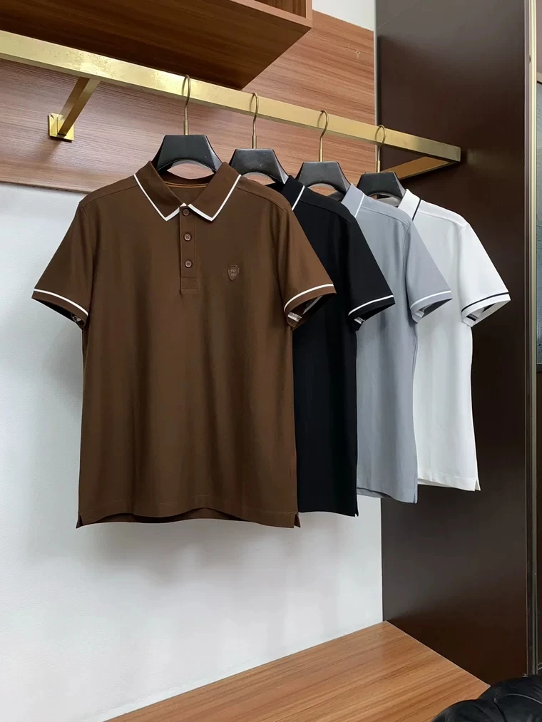 

Italian Style Men's Fashion Business Casual Short Sleeve Shirt with Pressed Glue Letters Loose Fit Cotton Autumn Wear