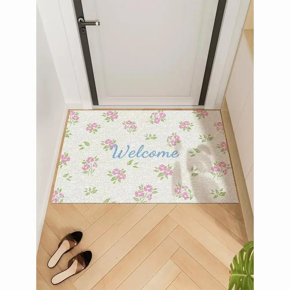 Minimalist Floral Entrance Mat, Household Doorstep Coil Foot Pad, High-end Style Entryway Doormat, Cuttable Non-slip Carpet for