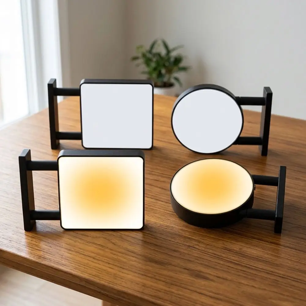 Miniature LED Refrigerator Magnet Light Sign No Pattern Energy Saving DIY Glowing Fridge Magnet Magnetic Base Round Square