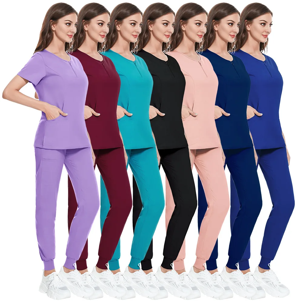 

New Scrub Sets Suit Hospital Medical Operating Room Doctor Pet Grooming Wableorking Clothes Jogger Nurse Unisex Scrubs Uniforms