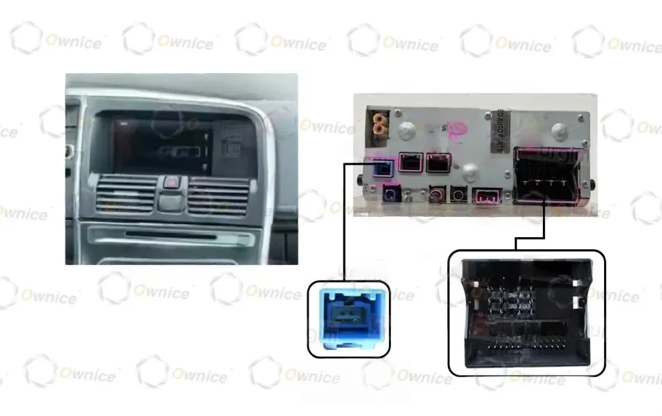 Ownice Car Radio Cable 16pin Power Wiring Harness Android Head Unit Connector For Volvo XC60 S60 V60 2014 - 2017 dvd play