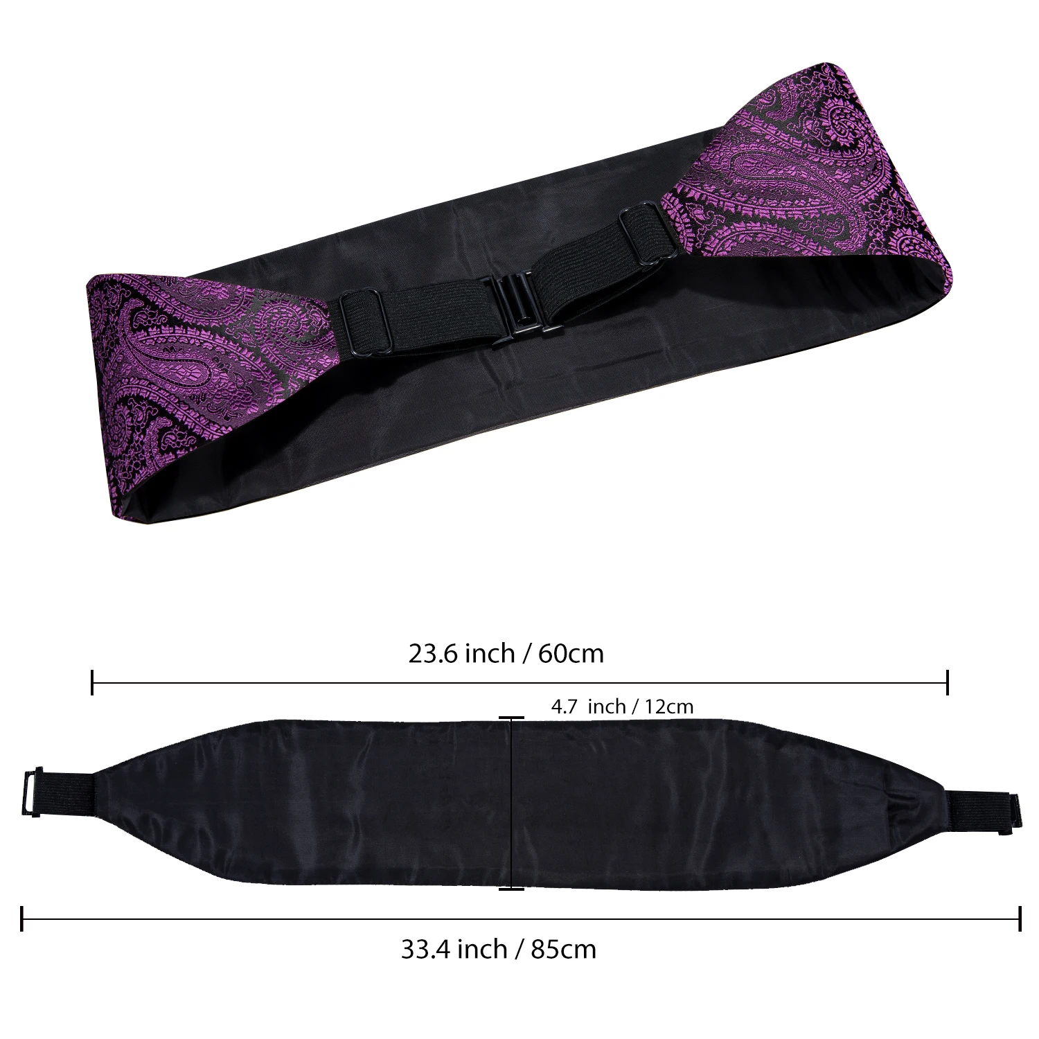 Hi-aught-Ensemble de nœuds papillon Cummerbund Paisley pour hommes, ceinture élastique, corset de smoking formel, ceintures de mariage violettes, créateur de luxe