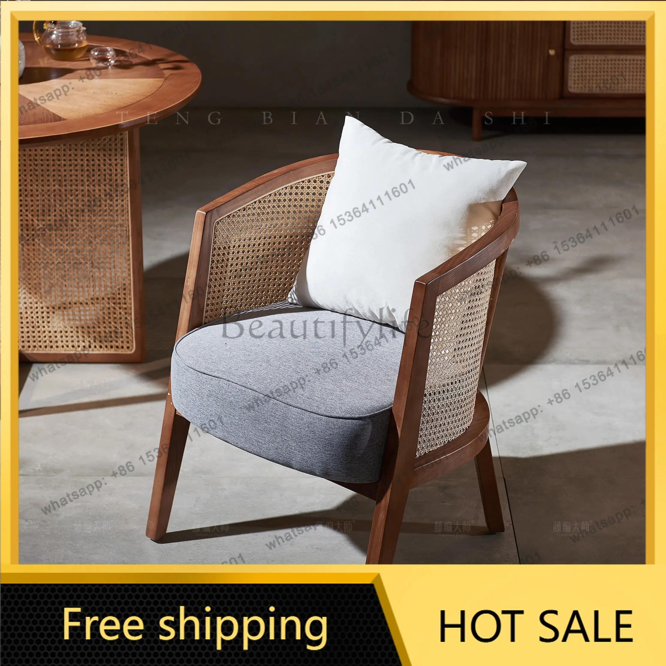 LD Nordic rattan leisure chair balcony living room simple small table and chairs