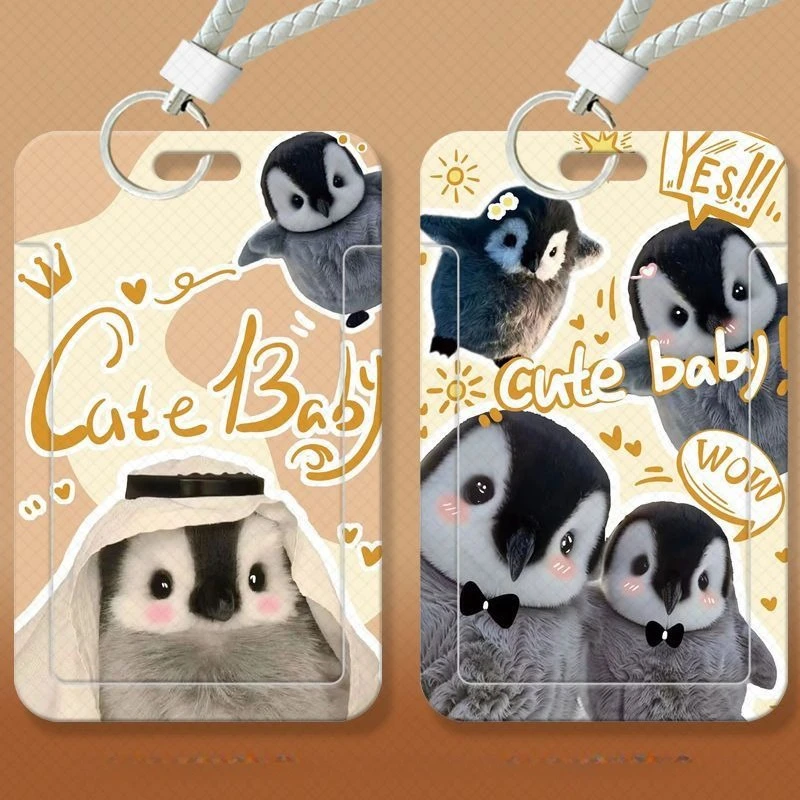 Cute Cartoon Penguin Colorful Credential Badge Holder Student Campus Lanyard Cards Holder Bank Business Work Card Holder Pendant