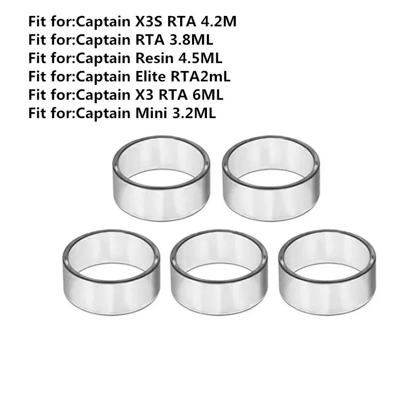 5pcs  Glass Tube Flat Clear Replacement for Captain s X3 X3S Tank Elite RTA Mini Kit Glass Electronic Accessories