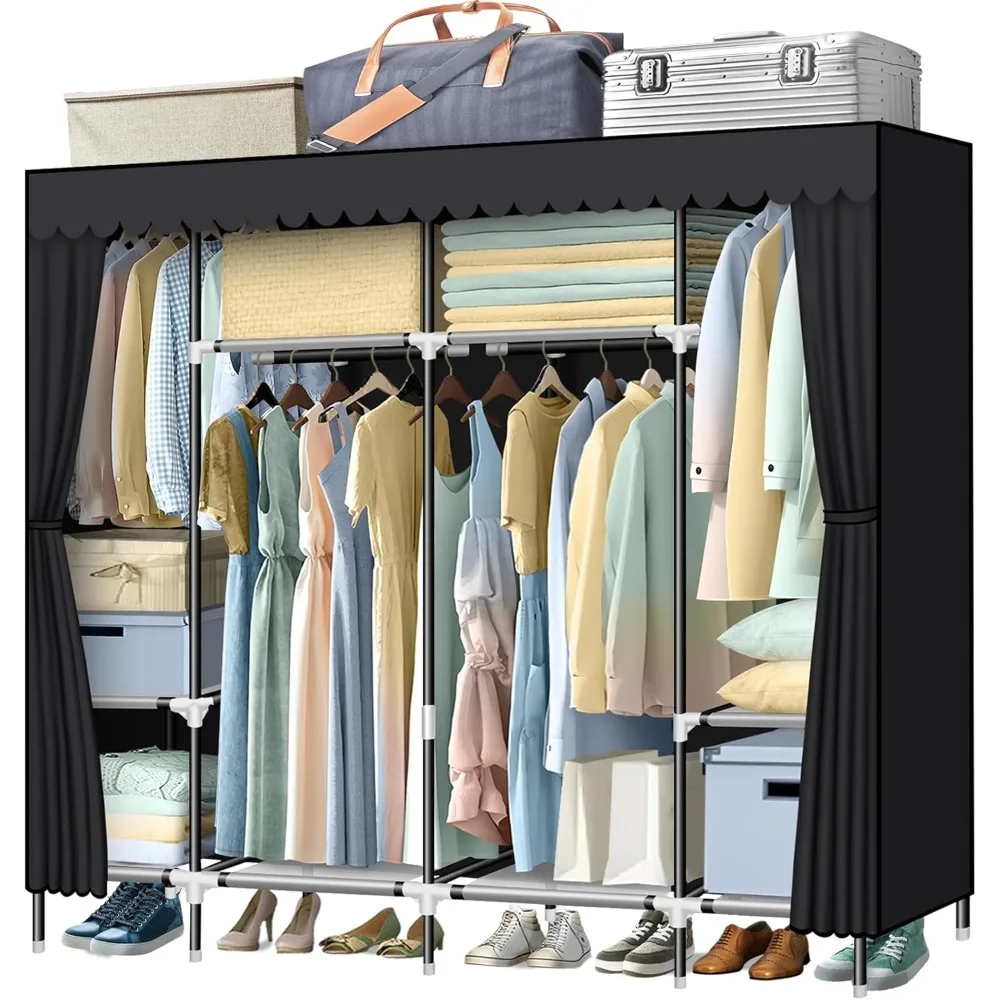 

Portable Closet 80 Inch Wardrobe Closet for Hanging Clothes Portable Wardrobe with Dustproof