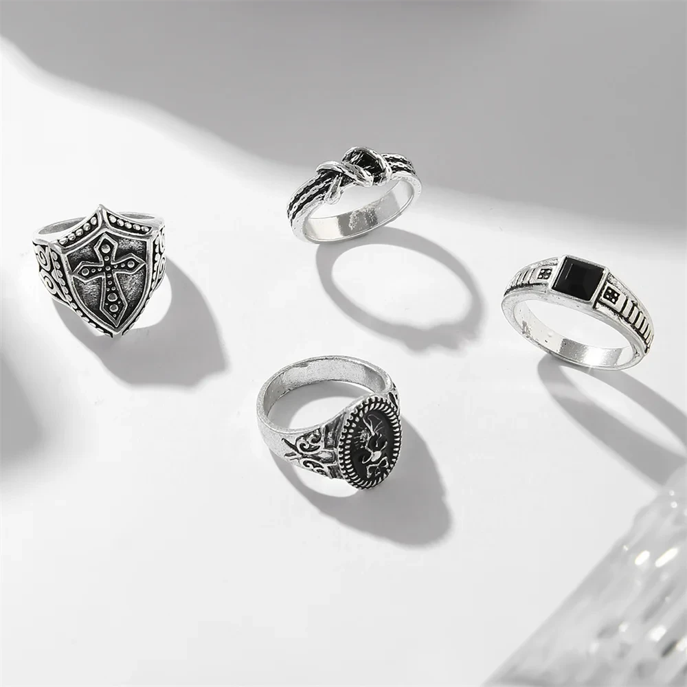 طقم خاتم شوك عتيق للرجال والنساء ، مجوهرات جمجمة عتيقة ، أشياء رائعة ، إكسسوارات رجالية ، بيع بالجملة ، 4 * * #4