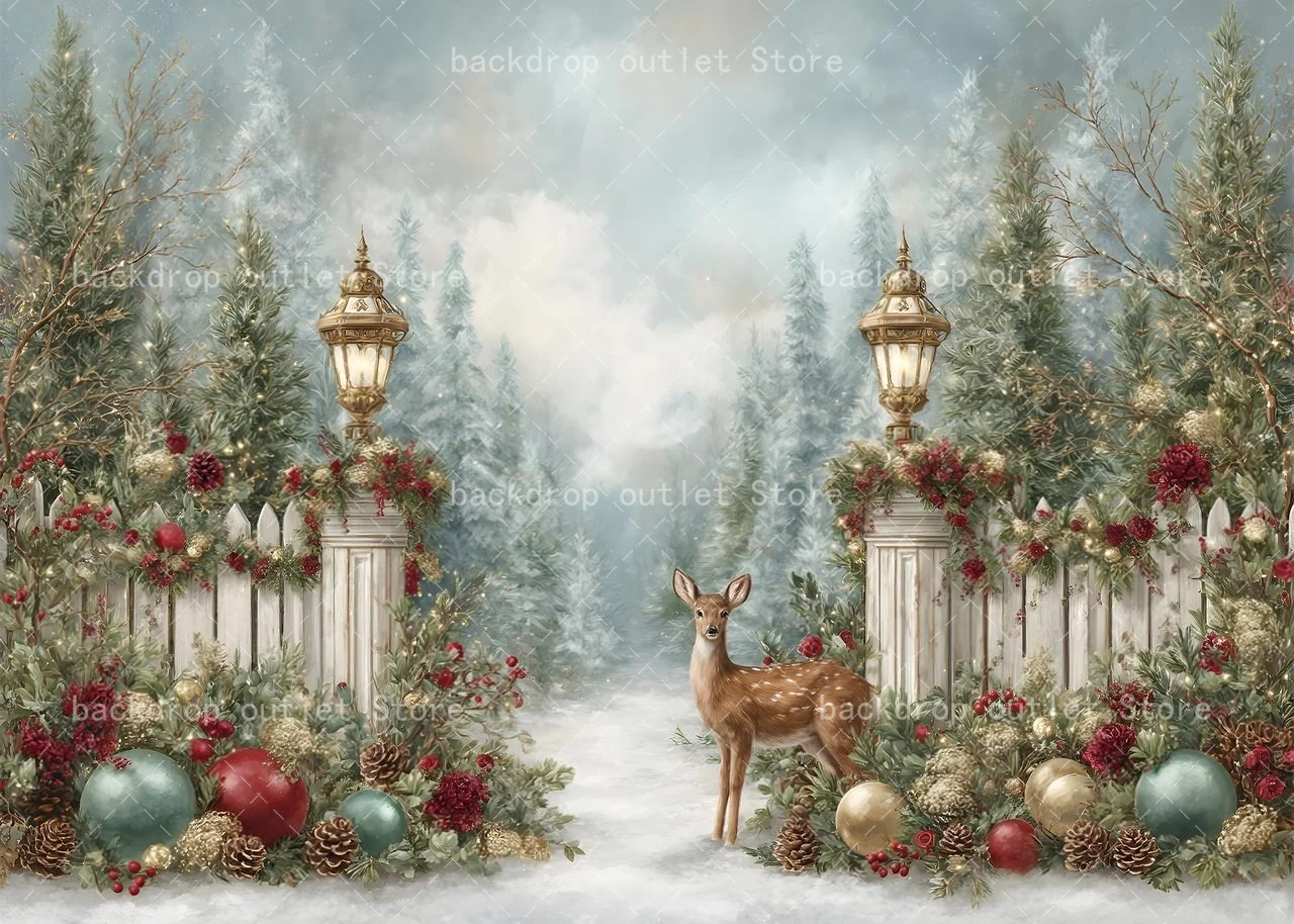 Mehofond Photography Background Vintage Red Bow Curtain Forest Xmas Tree Decor Kids Family Portrait Backdrop Photo Studio view 4